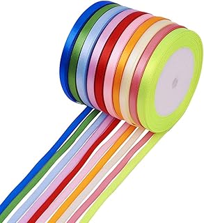 Fashewelry 10 Colors Fabric Ribbon Silk Satin Ribbons Roll 1/4" (6mm) Wide for Party Wedding Present Package Wrapping Tota...