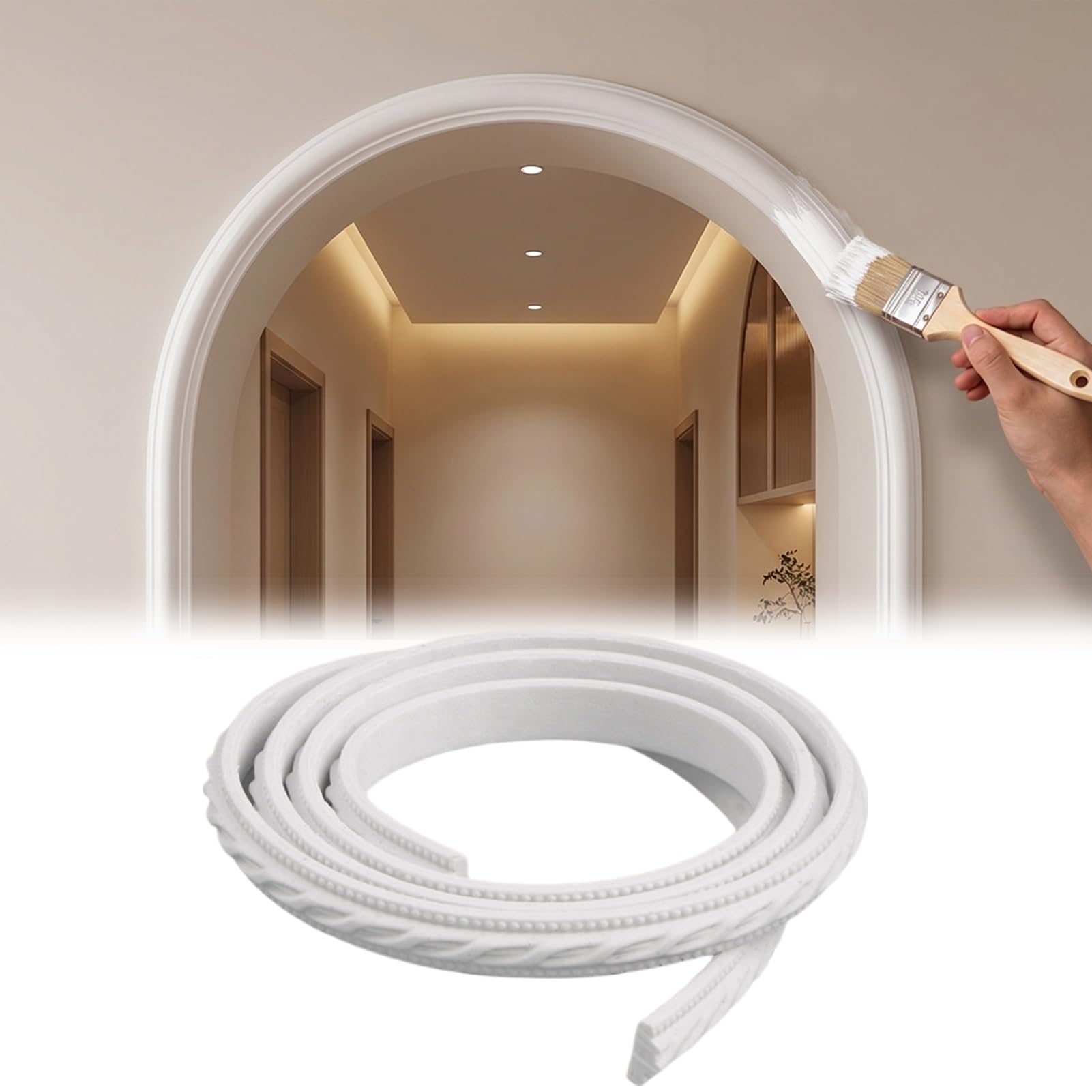 Moldura de arco para pared y puertas con paneles de revestimiento de madera cortable en medio círculo