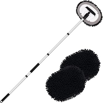 Ordenado 62" Car Wash Brush Kit Mitt Mop Sponge with Long Handle Chenille Microfiber Car Cleaning Brush Kit Supplies Car Washing Mop Kit Car Care Kit of Scratch-Free Replacement Head for Car RV Truck