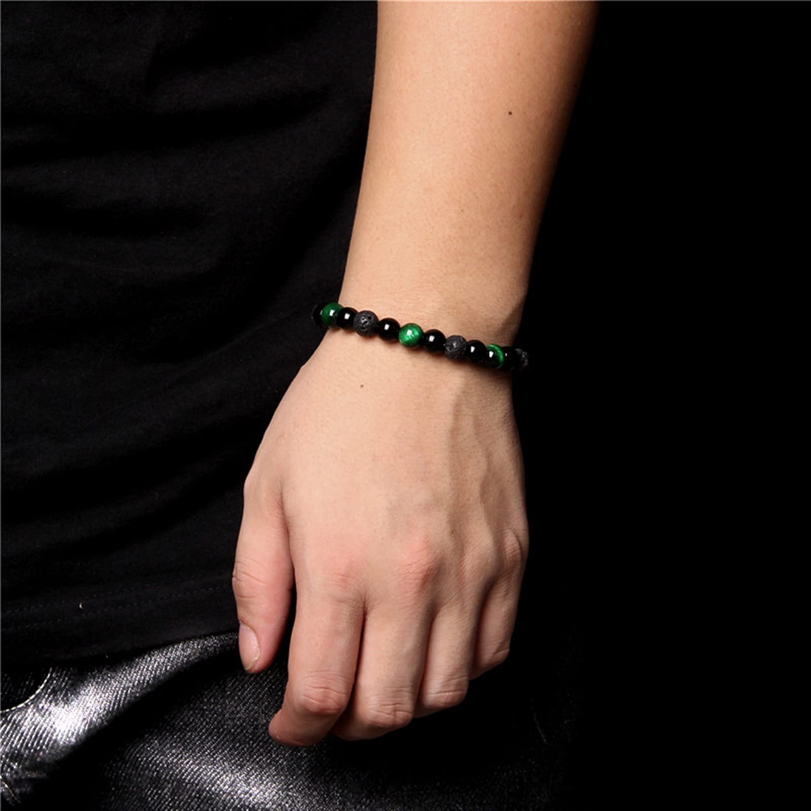 Naturstein-Armband, Vintage-Geflecht-Armbänder, Paare, natürliches Chakra-Tigerauge-Armband, Herren, verstellbar, gewebt, schwarzer Onyx-Stein, Perlen, Schmuck, Armband, Schmuck