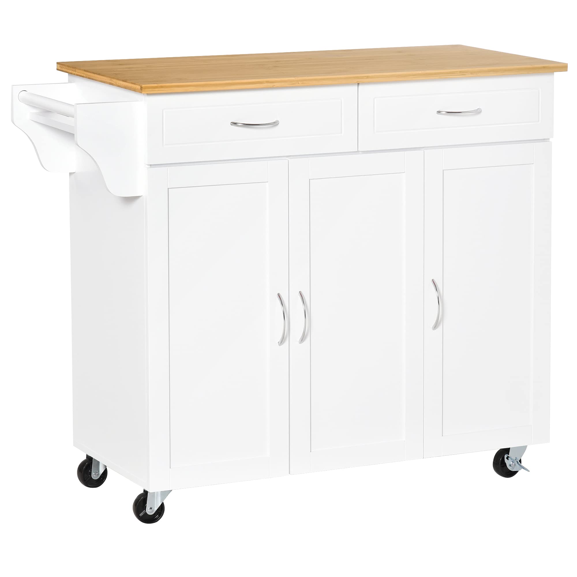 Buy Rolling Kitchen Island Cart on Wheels with Large Bamboo