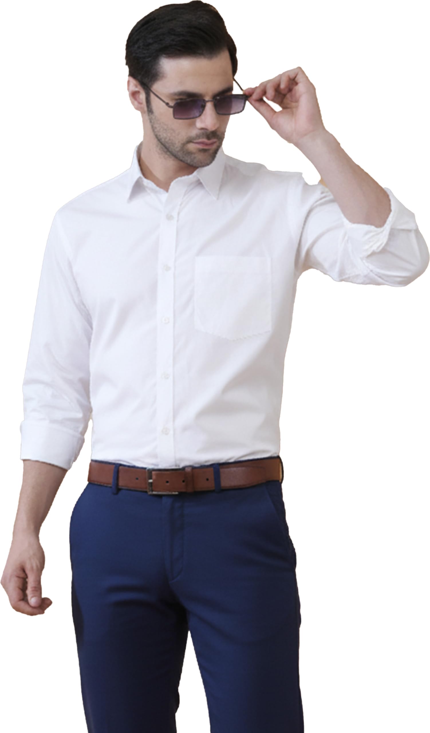 - Men’s Premium White Formal Shirt | 100% Pure Cotton | Solid Regular Fit Office Wear Shirt for Men | Full Sleeve