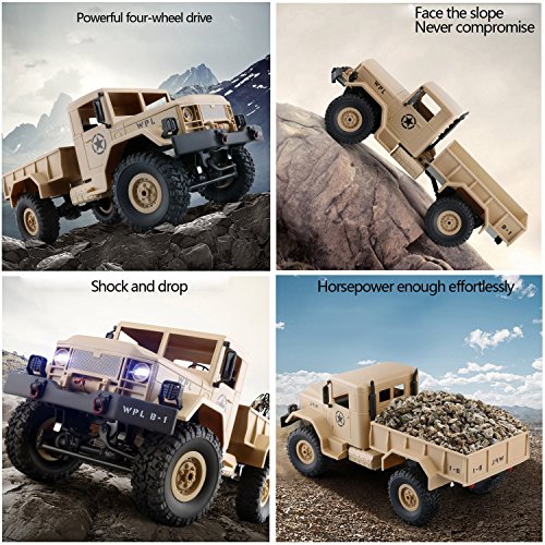 Graces Dawn Remote Control Car, Terrain Rc Cars, Electric Remote Control Off Road Military Truck, 1/16 2.4G 4Wd Off-Road Rc Military Truck Rock Crawler Army Car (Yellow) #TOP2