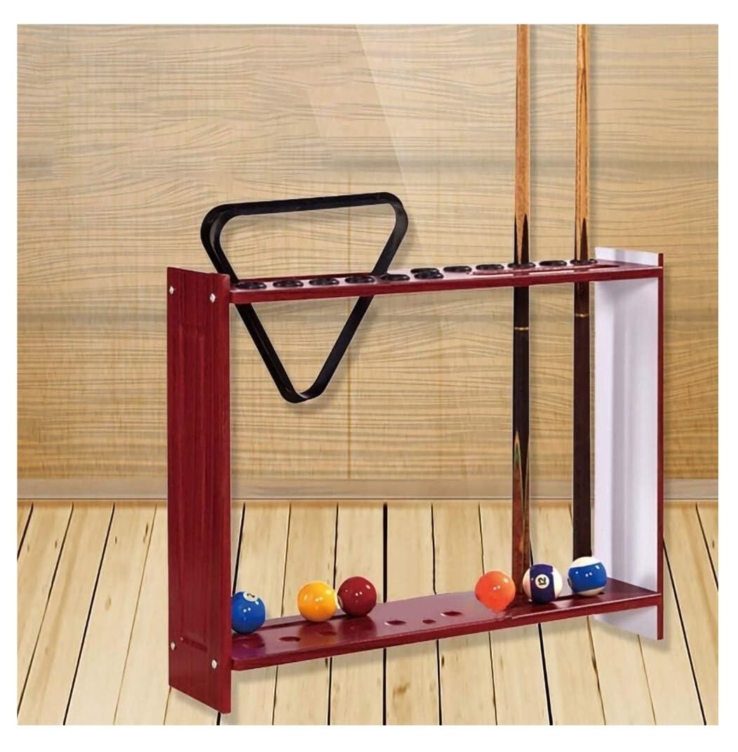 Billiard Storage Solid Wood Pool Cue Holder Rack - Holds 12 Cues ...