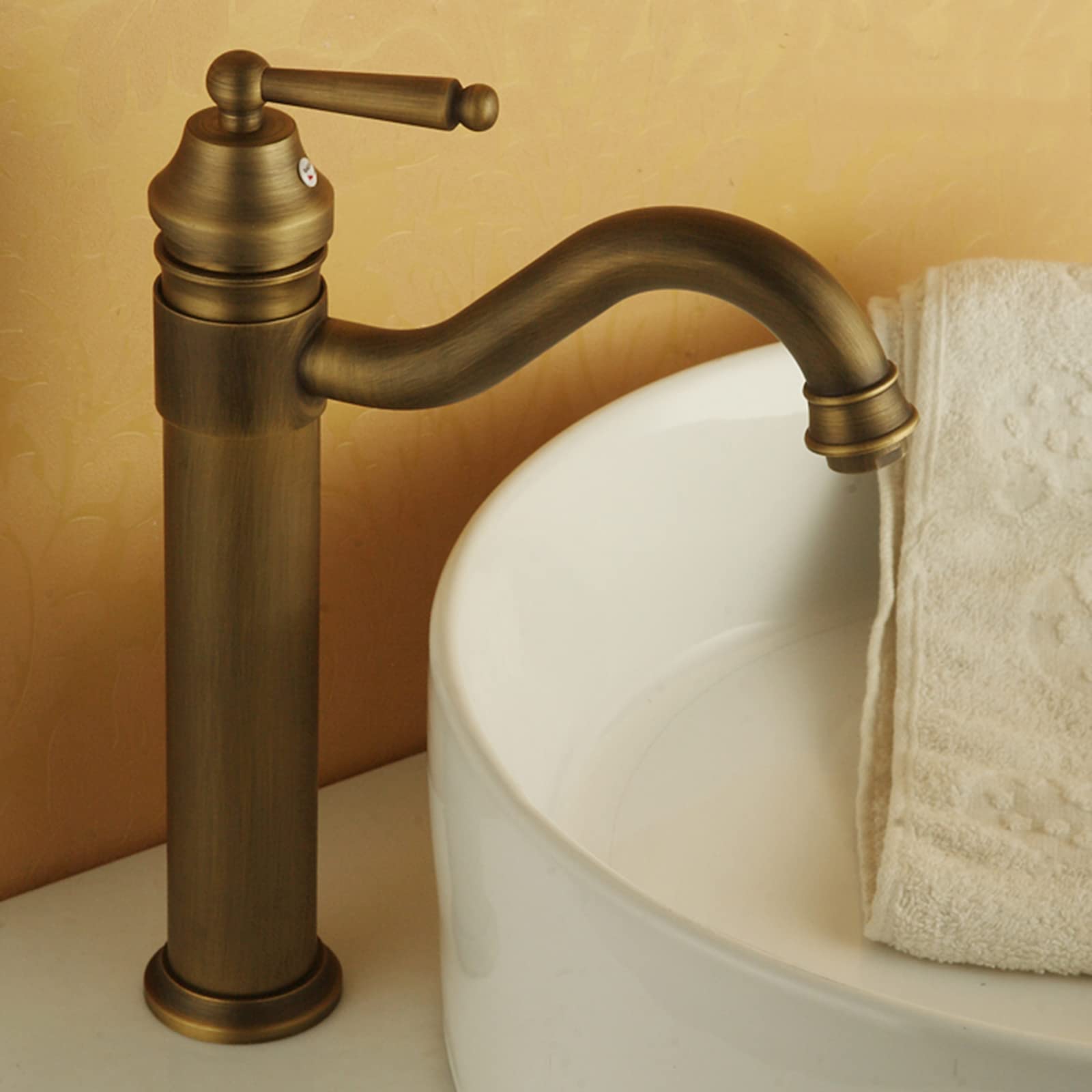 Grifo Compatible con Lavabo de baño, Grifo de Agua fría y Caliente, Grifo de baño de Bronce Antiguo, Grifo de baño de latón, Grifo de Lavabo de baño Retro de un Solo Orificio, Grifo de lavab