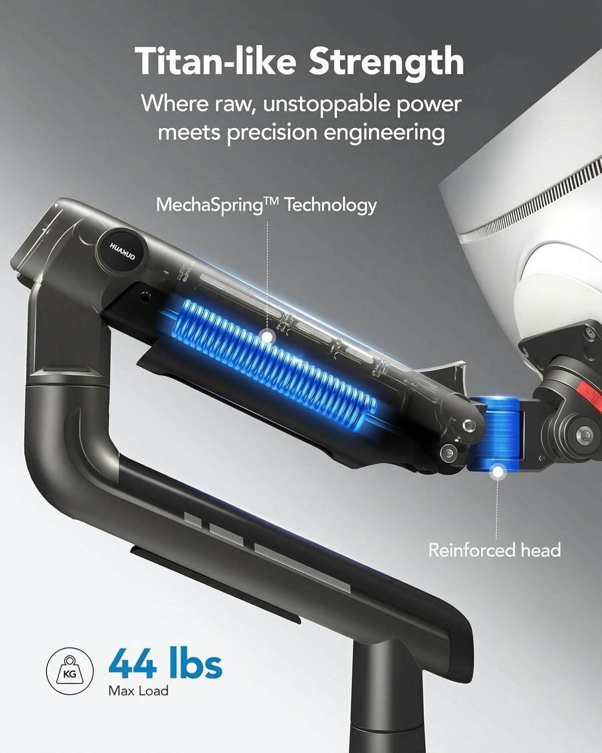 HUANUO TitanLift Heavy Duty Monitor Arm for Screens up to 49", Holds 40 lbs, Aluminum Ultrawide Screen Desk Mount, Fully Adjustable Single Gaming Monitor Mount with Dual C-Clamp, Max VESA 100x100mm