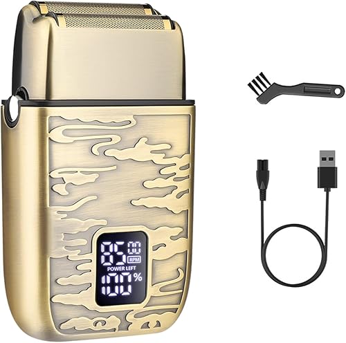 GSKY Maquinilla de afeitar eléctrica, doble lámina, afeitadoras de aluminio para hombres, afeitadoras eléctricas para hombres, afeitadora de barbero