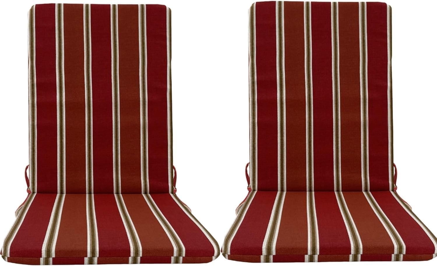 ZGantrix High Back Adirondack Chair Cushions 2 Pack, 45x108cm Waterproof Outdoor Seat Pads with Ties (3/5cm Thick) for Patio Lounger, Rocking & Recliner - Christmas & New Year (Red B,5cm)