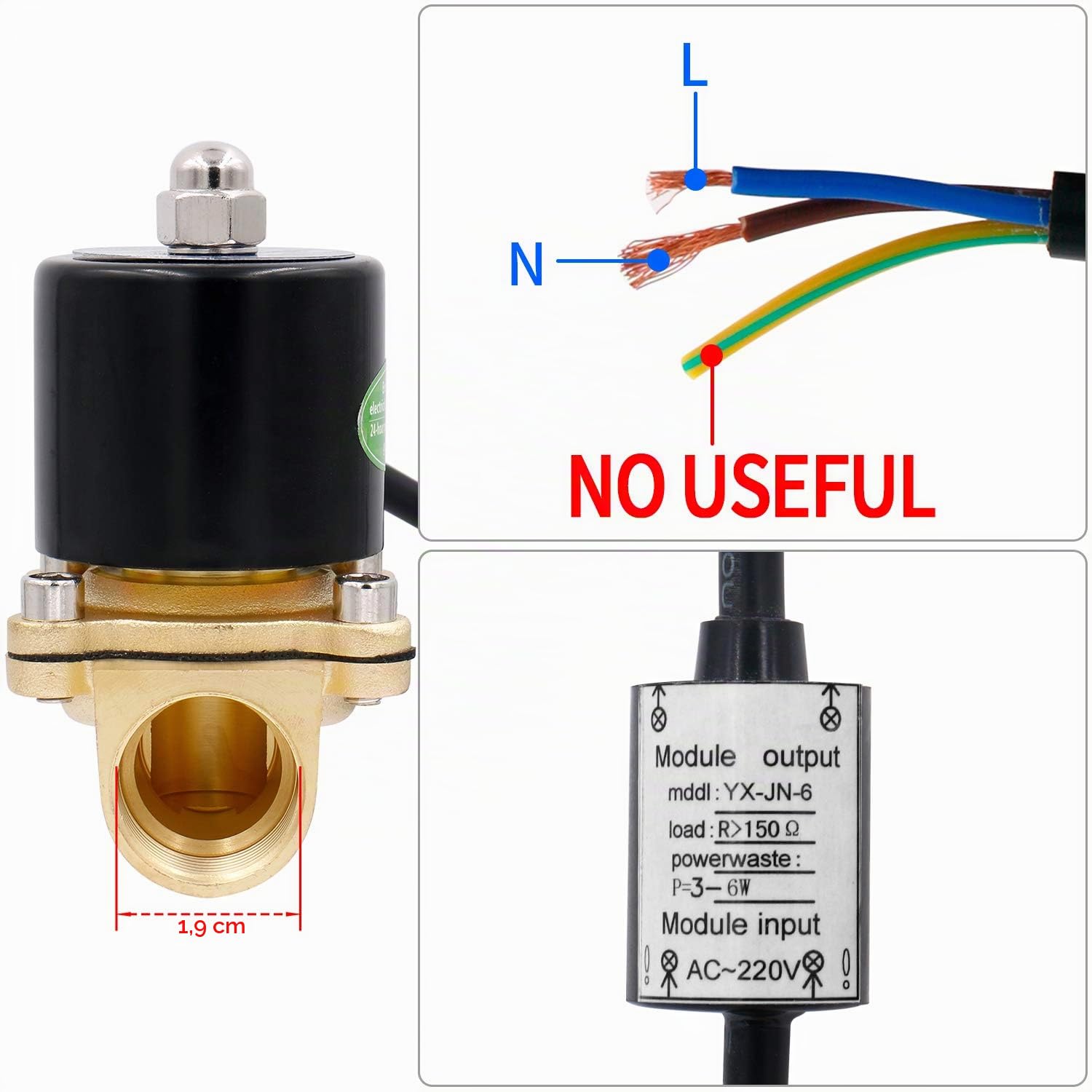 Heschen ottone elettrico elettrovalvola, 2W-200-20J, PT3/4'', AC220V, diretto azione acqua aria gas, normalmente chiusa, valvola di ricambio