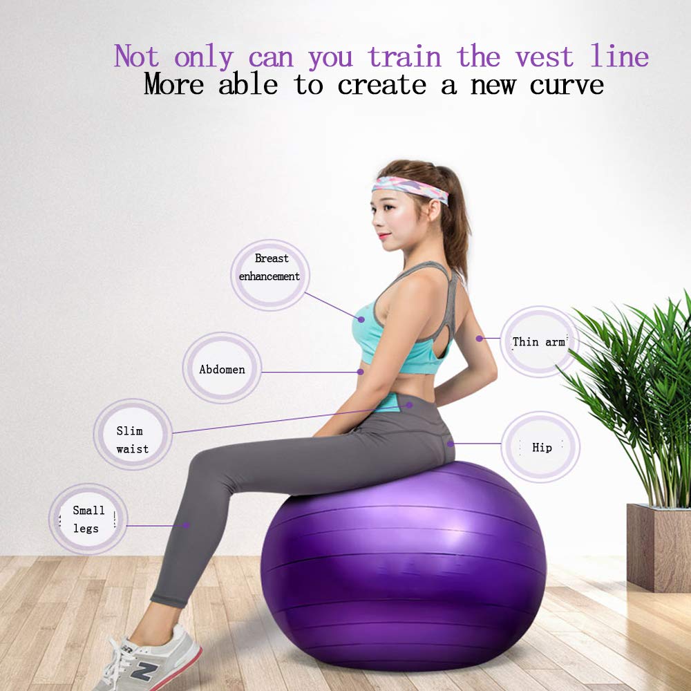 Gymnastikball Pilates, Yogaball 65CM Anti-Burst Gymnastikball Mit Fußpumpe, Swiss Ball - Für Yoga, Pilates, Schwangerschaft/Fitness,Waterblue