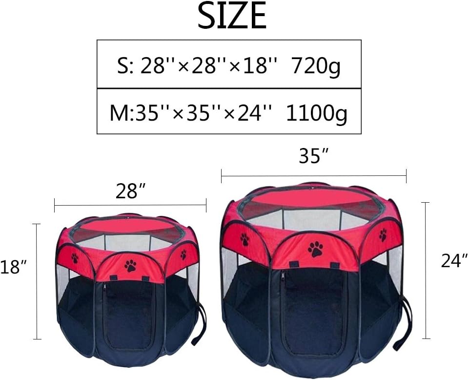 Pop Up Tent Pet Playpen Carrier Dog Cat Puppies Portable Foldable Durable Paw Kennel Brown S : Kitchen & Dining