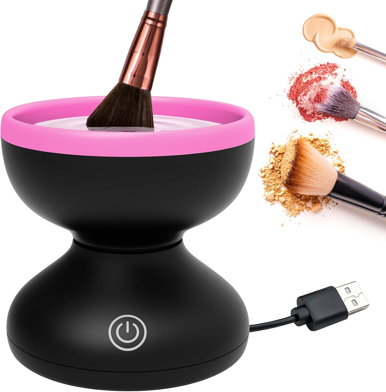 Make up Brush Cleaner Machine Pro, Wash in Seconds 3.5″ Electric Makeup Brushes Cleaner Set, Birthday Gifts Woman Cosmetic Brushes Cleaning Tool Types of Makeup Brushes Available