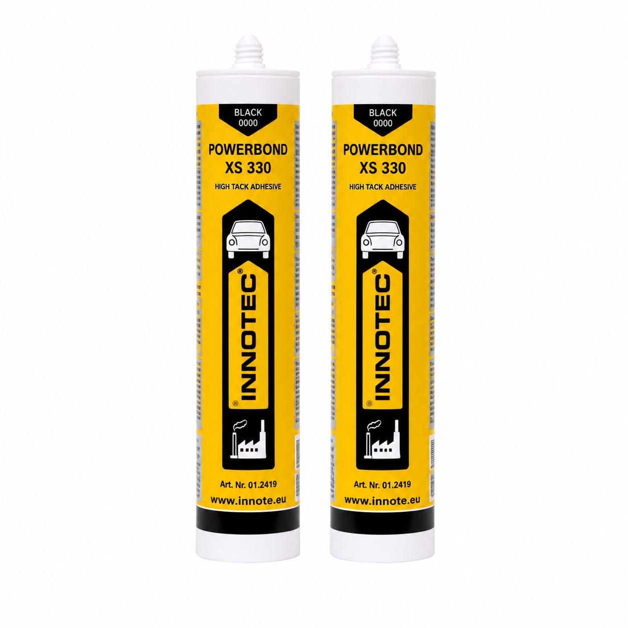 2 Stück Innotec Powerbond Schwarz - Premium Montagekleber - Kleben statt Bohren Wasserresistent - Kraftkleber für innen & außen - hohe Anfangshaftung universell einsetzbarer Baukleber - Kleber XS 330