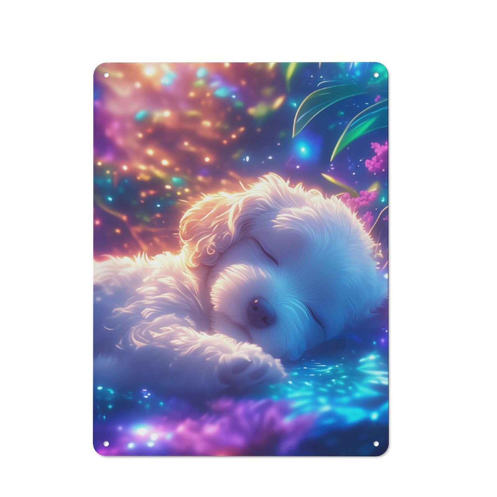 Junmoney Cute Baby Poodle Sleeping For Lounge Or Reading Corner, Retro Metal Sign 40X30cm, For Metal Sign Collectors, For Garage And Workshop Walls