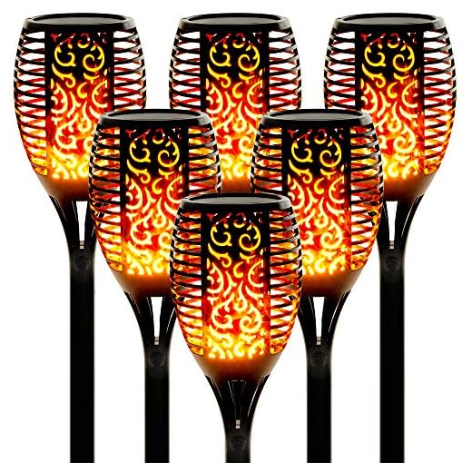 Walensee Solar Lights Outdoor Upgraded 43"(6 PACK) 96 LED Waterproof Flickering Flames Torch Lights Outdoor Solar Spotlights Landscape Decoration Lighting Dusk to Dawn Auto On/Off Security Torch Light