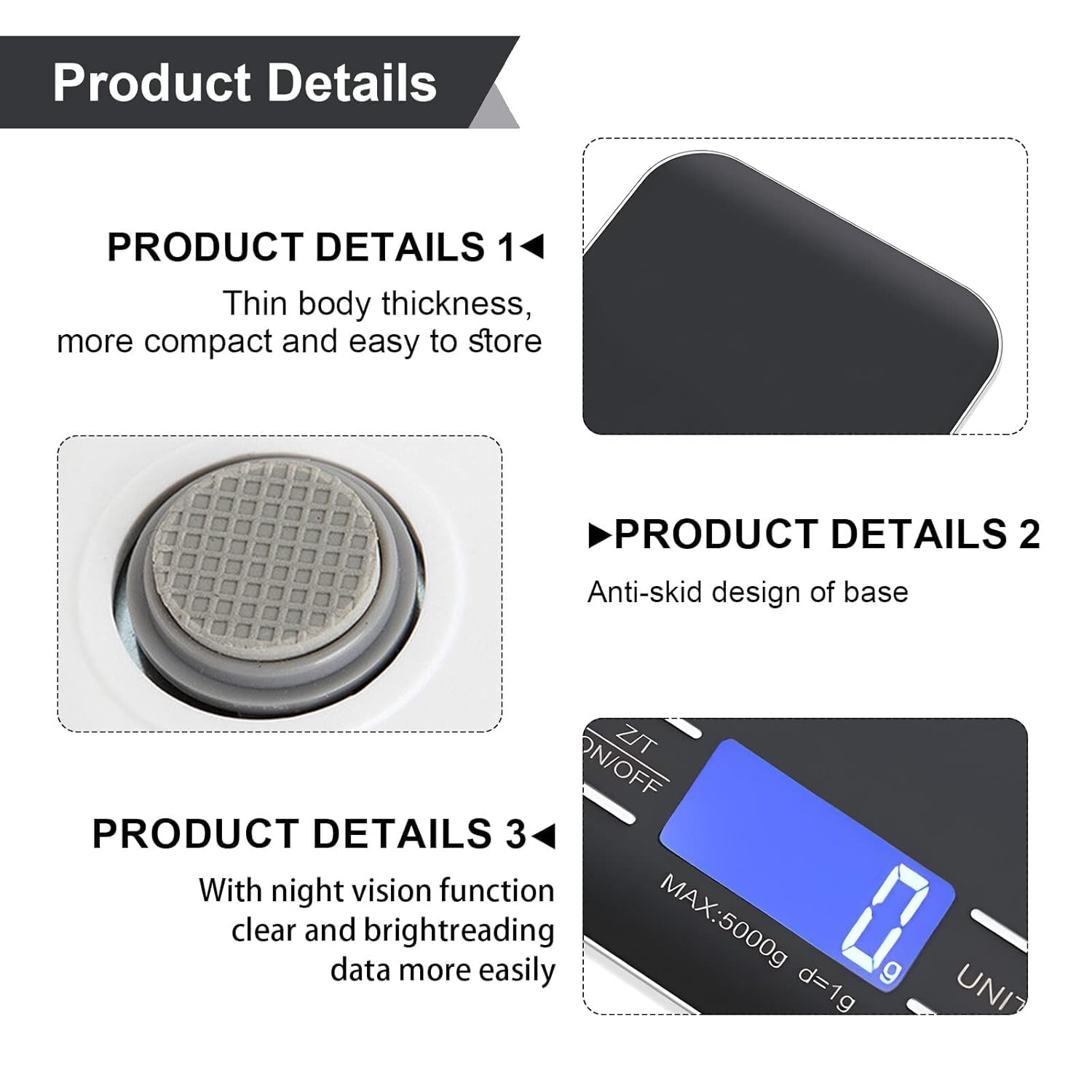 BAIFULAI Balance de cuisine numérique - 10 kg/1 g - Rechargeable par USB - Avec écran LED et fonction tare - Balance alimentaire multifonction pour la cuisson et la mesure