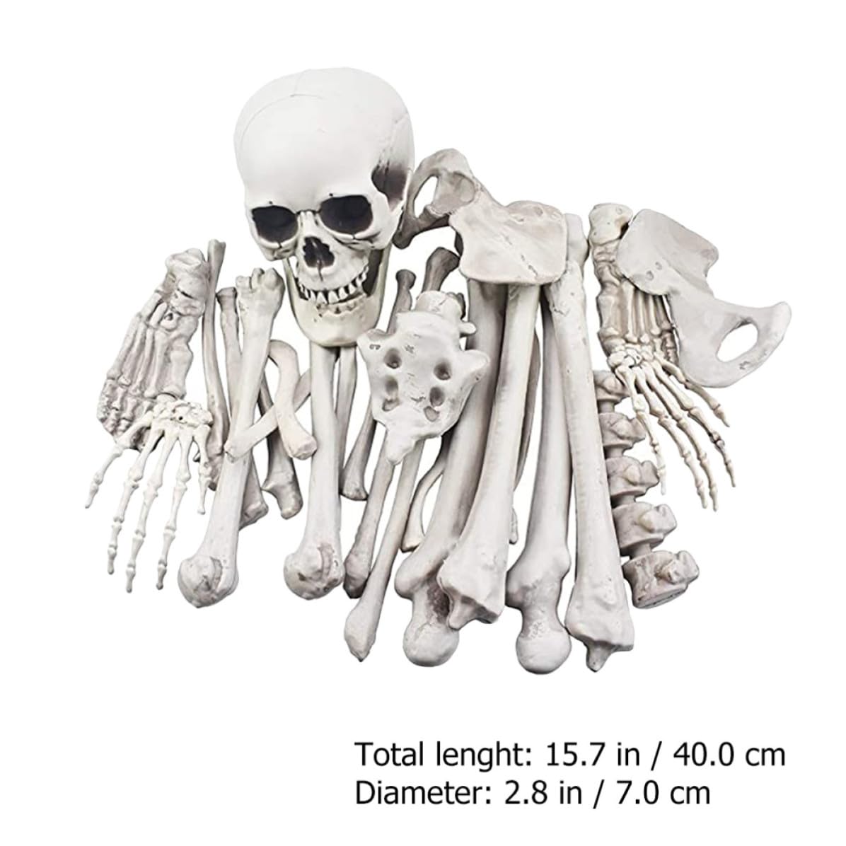 Decorazione di Halloween Ossa Scheletro in Plastica Bianco Realistico per Decorazioni Casa e Festa di Halloween per Ambienti Esterni e Party