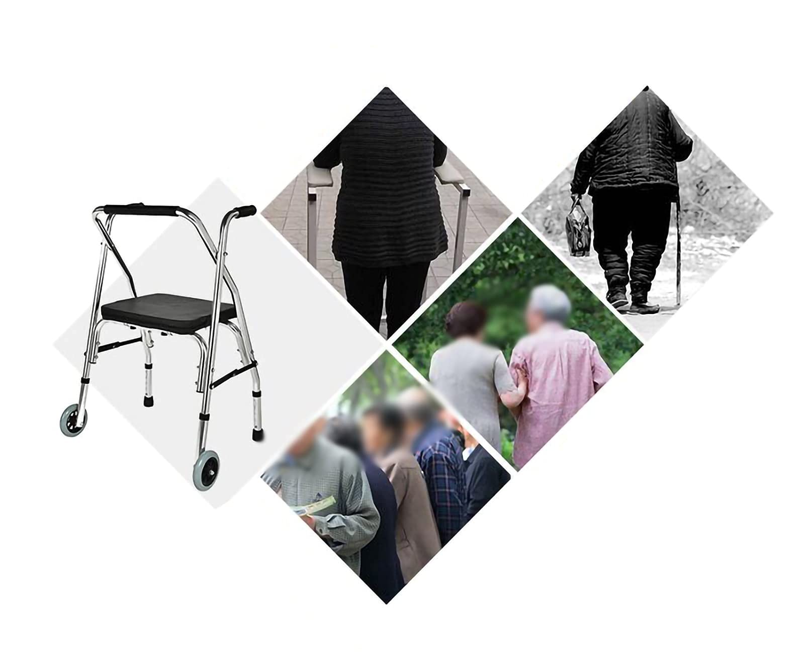 Składany chodzik do chodzenia w pozycji pionowej z podłokietnikiem i miękkim siedziskiem Medyczny 2-kołowy chodzik Rollator Pomoc w chodzeniu dla osób starszych, używana do chodzenia dla seniorów