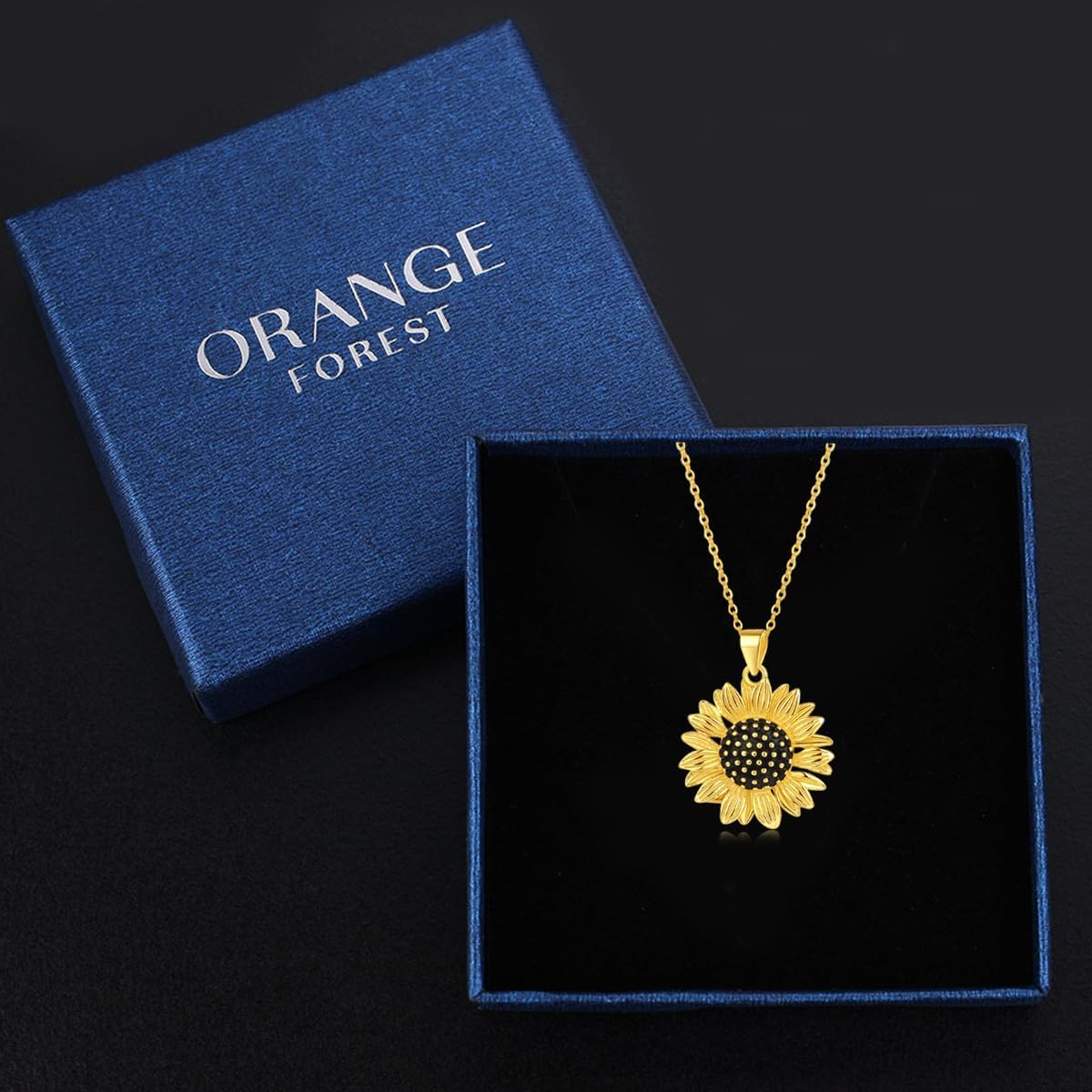 ORANGE FOREST Sunflower Necklace for Women S925 Sterling Silver 14K Gold Plated Sunflower Pendant Birthday Christmas Thanksgiving Day Jewelry Gifts for Women - Image 7