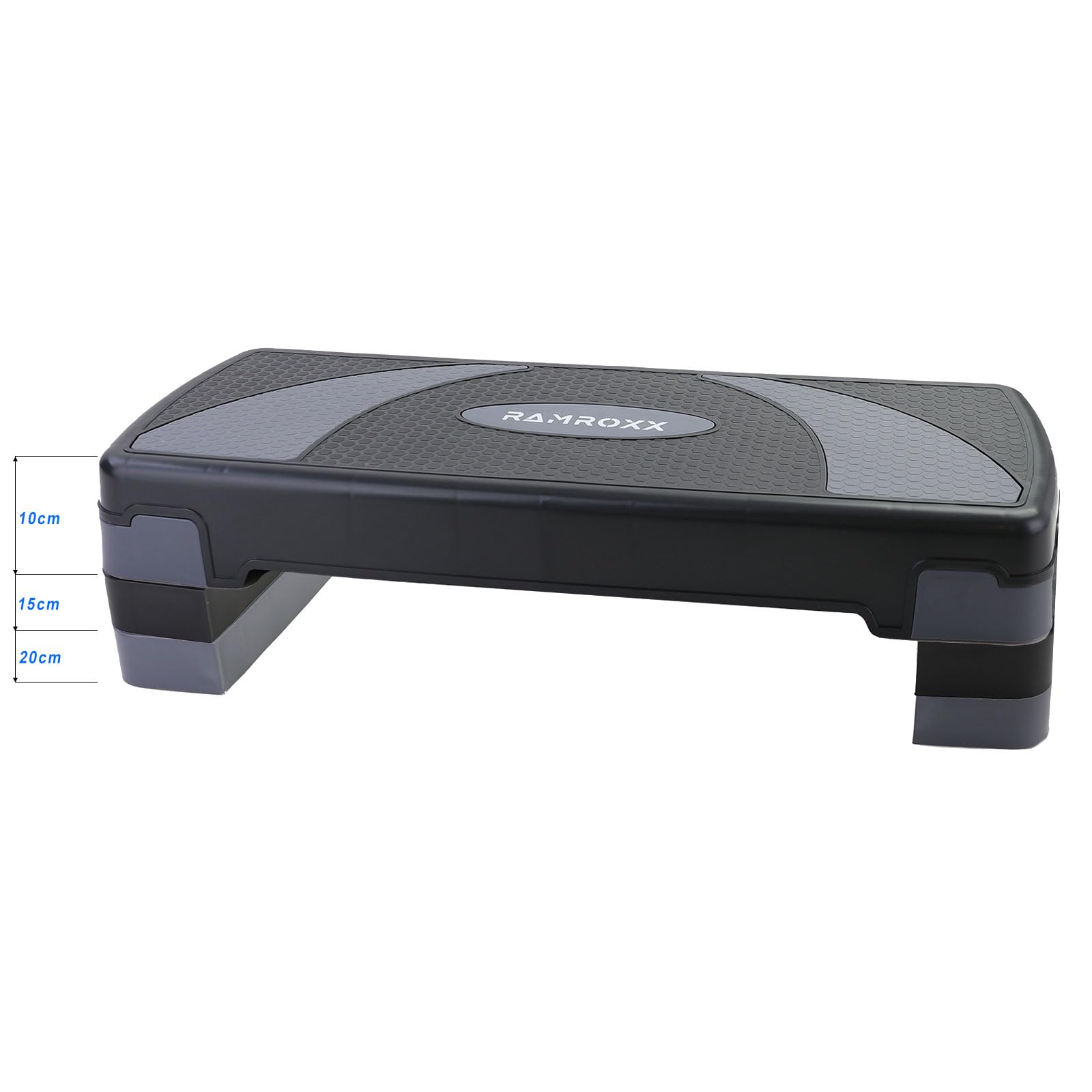 RAMROXX Fitness Stepboard Stepper Steppbrett Workout 3 Stufen Schwarz Grau 80x30cm