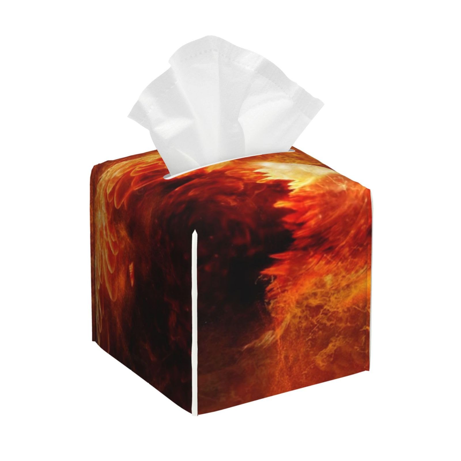 Fire Burning Eagle with Black Background PVC Cube Tissue Pack for Home Office Bathroom Use