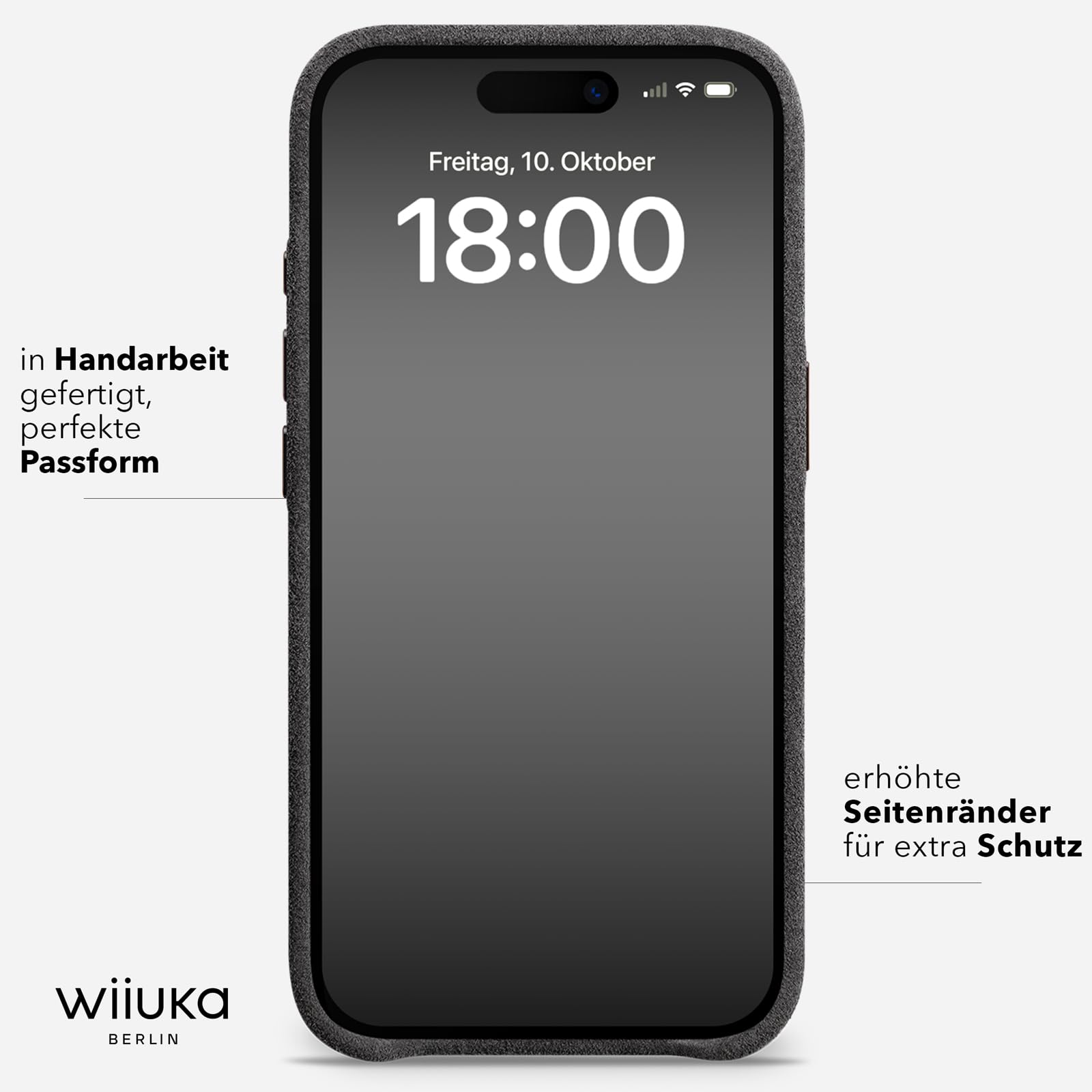WIIUKA futerał na iPhone Air, oryginalna alcantara®, wykonany ręcznie, bardzo cienki, klasy premium etui na telefon, etui, Qi, alternatywa dla skóry, skiin alcantara, kolor mystery grey