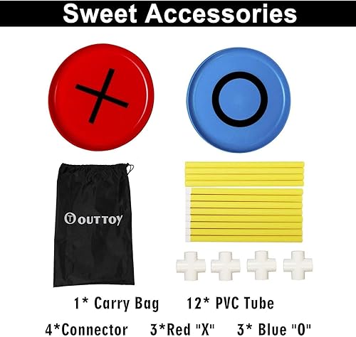 Miniatura 6 de Juego gigante de Tic Tac Toe, juego de lanzamiento de patio portátil con marco de PVC de alta calidad, gran juego de Tic Tac Toe para interiores y