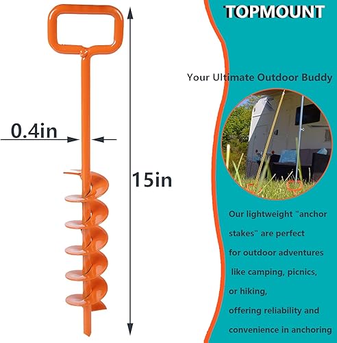 Miniatura 3 de Estacas de tienda de campaña de 15 pulgadas para 2023, anclajes de tierra, 1 adaptador resistente para anclajes de tierra resistentes para vientos