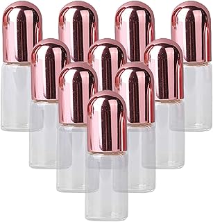 Geardeangloow 10 botellas de rodillo de acero inoxidable para aceites esenciales, color rosa transparente, 3 ml, 10 unidades