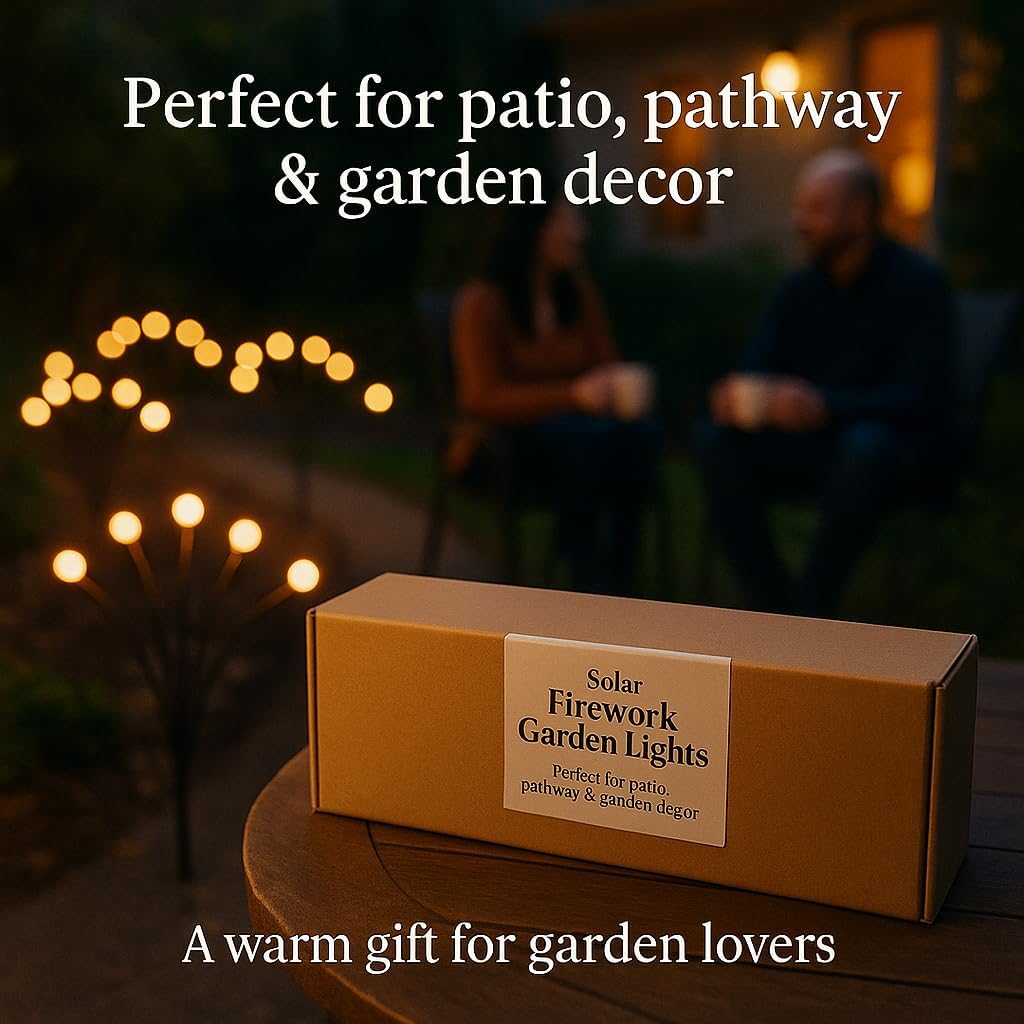 Solar Firefly Lights Outdoor, 8 Pack 64 LED Swaying Garden Stake Lights, Warm White IP65 Waterproof, Auto On/Off, Yard Decor Stakes for Patio Lawn Pathway