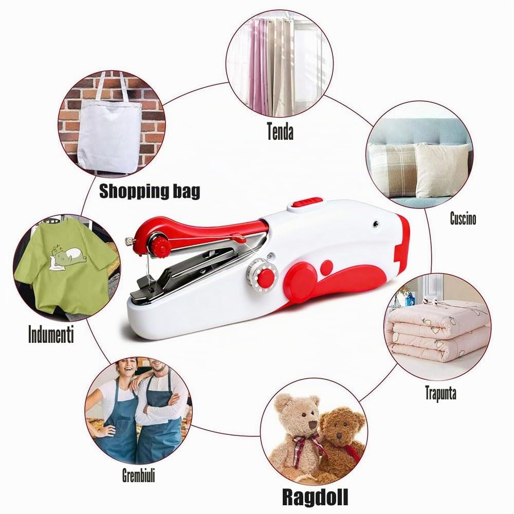 Macchina da Cucire Portatile, Mini Elettrica Handheld Sewing Machine, Elettrica a 2 Velocità, Facile da Usare, Cucitura Rapida, Compatta e Leggera, per Vestiti, Tende in Tessuto, Fai da te