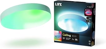 LIFX 15" Color Ceiling Light with Nightlight, Smart WiFi LED Ceiling Fixture, Millions of Colors & Tunable White Cool to Warm, Matter Compatible, 2.4GHz WiFi, Built-in Scheduling & Lighting Effects