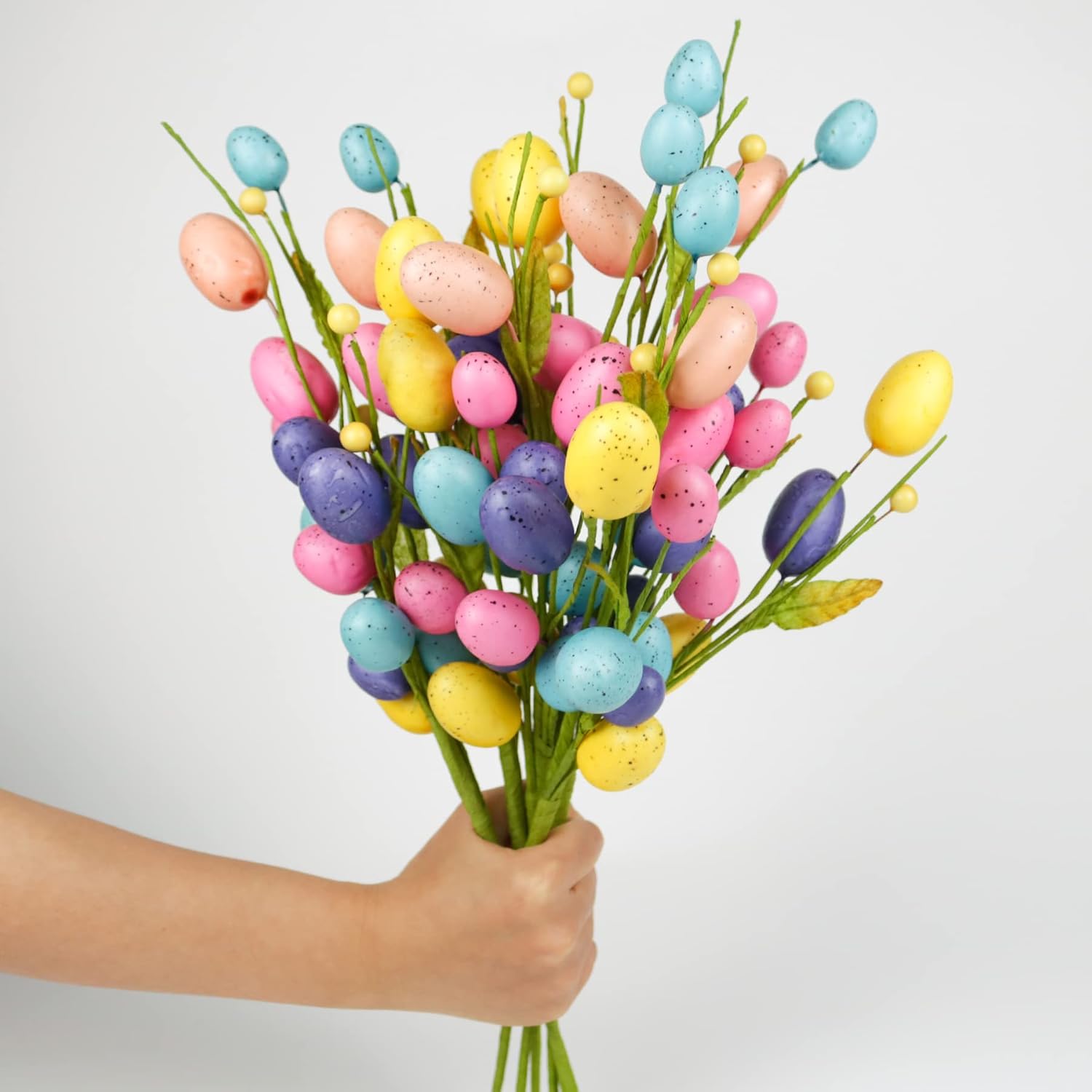 Easter Decorations, 6 Pcs Easter Picks with Colorful Eggs and Berries, Cute Eggs Blossom Branches for Spring Home School Decor, Artificial Flower Arrangement, Table Centerpieces - Image 4