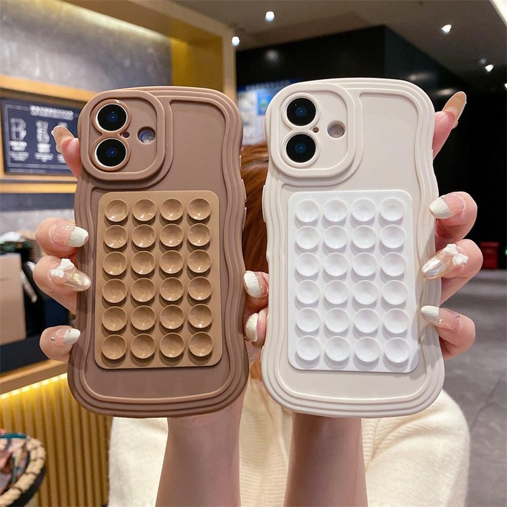 Curly Wave Hülle Mit Saugnapf Für IPhone - Weiche Silikon-Hülle Mit Kameraschutz, Pink