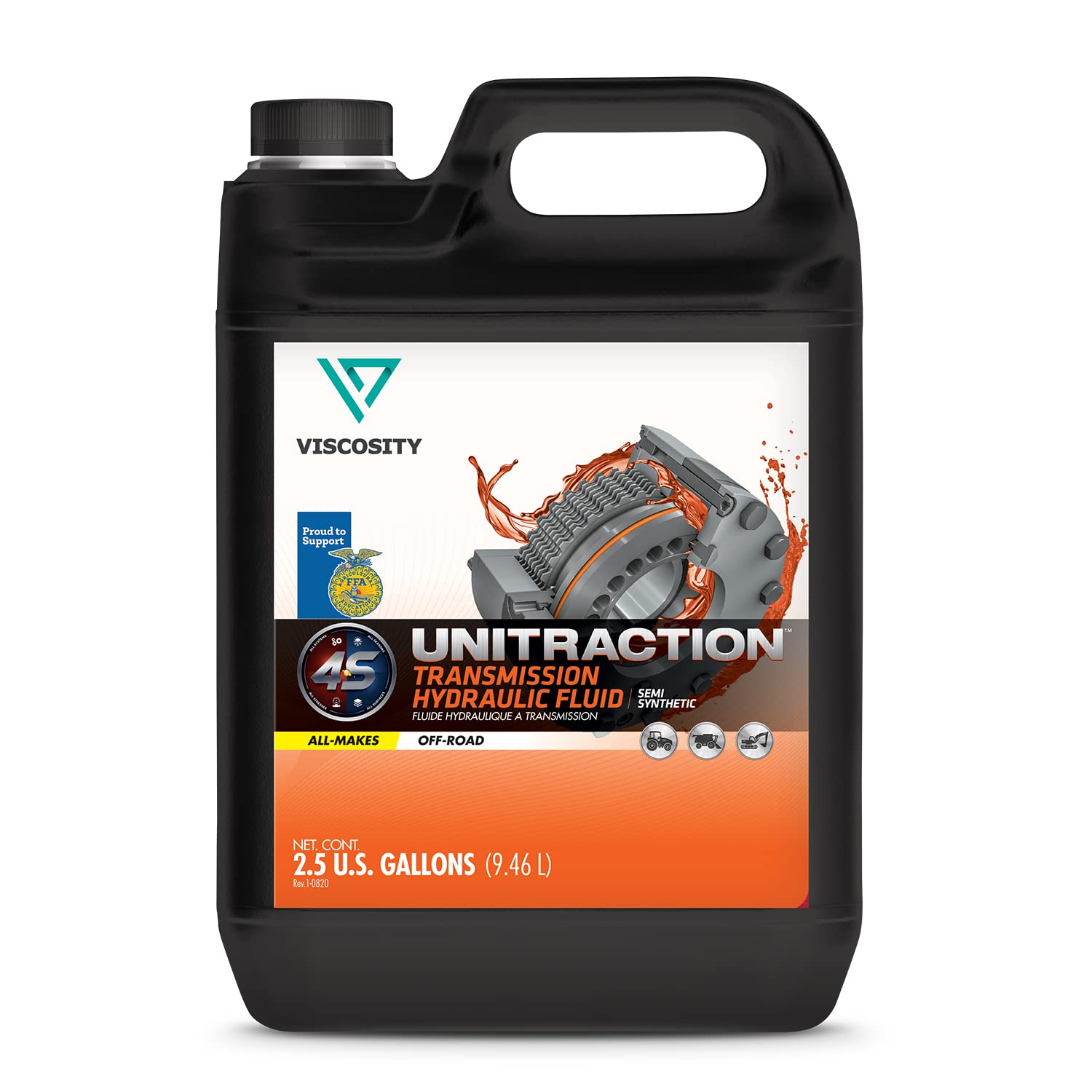 VISCOSITY UNITRACTION Transmission Hydraulic Fluid SS - Compatible with John Deere, AGCO, Massey Ferguson, Mahindra, Ventrac, Power Trac, Tilmor, Ford and Other Tractors - 2.5 Gallons - 76910NXYUS