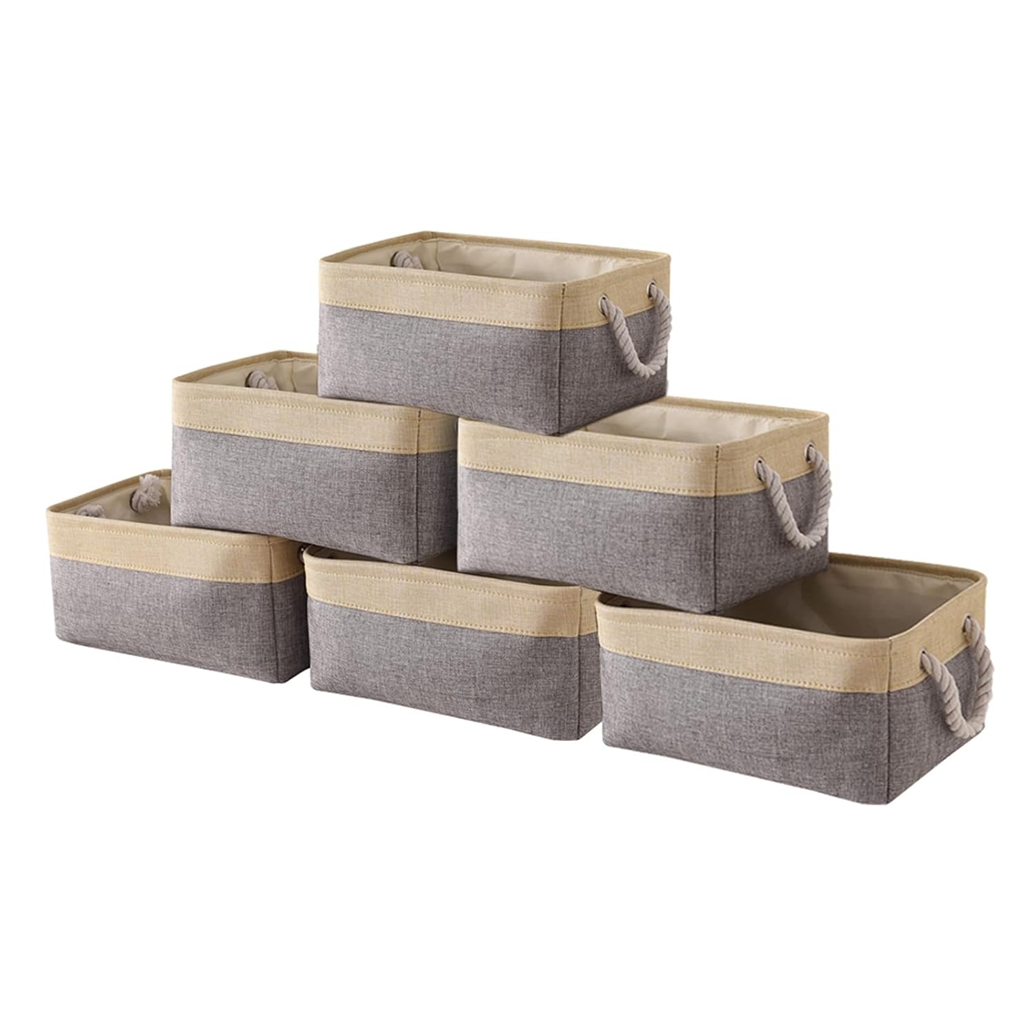Jtirey Small Storage Baskets Fabric Basket [6 Pack] Dog Toy Baskets Decorative Baskets Storage Bins for Organizing Empty Gift Baskets with Handles for Storage(Gold&Grey, 12 x 8 x 5 inch) : Baby