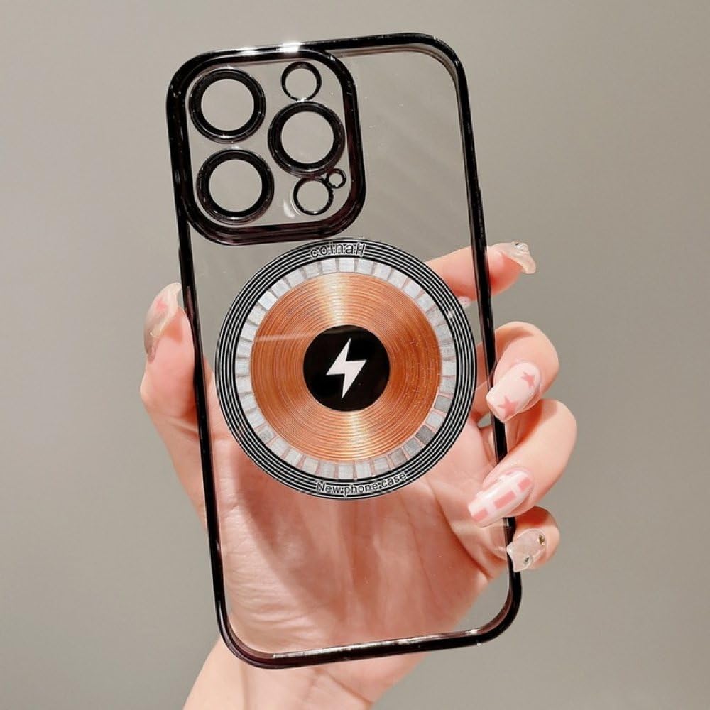 Coque magnetique pour iPhone 12 Pro transparente et antichoc noire - 6