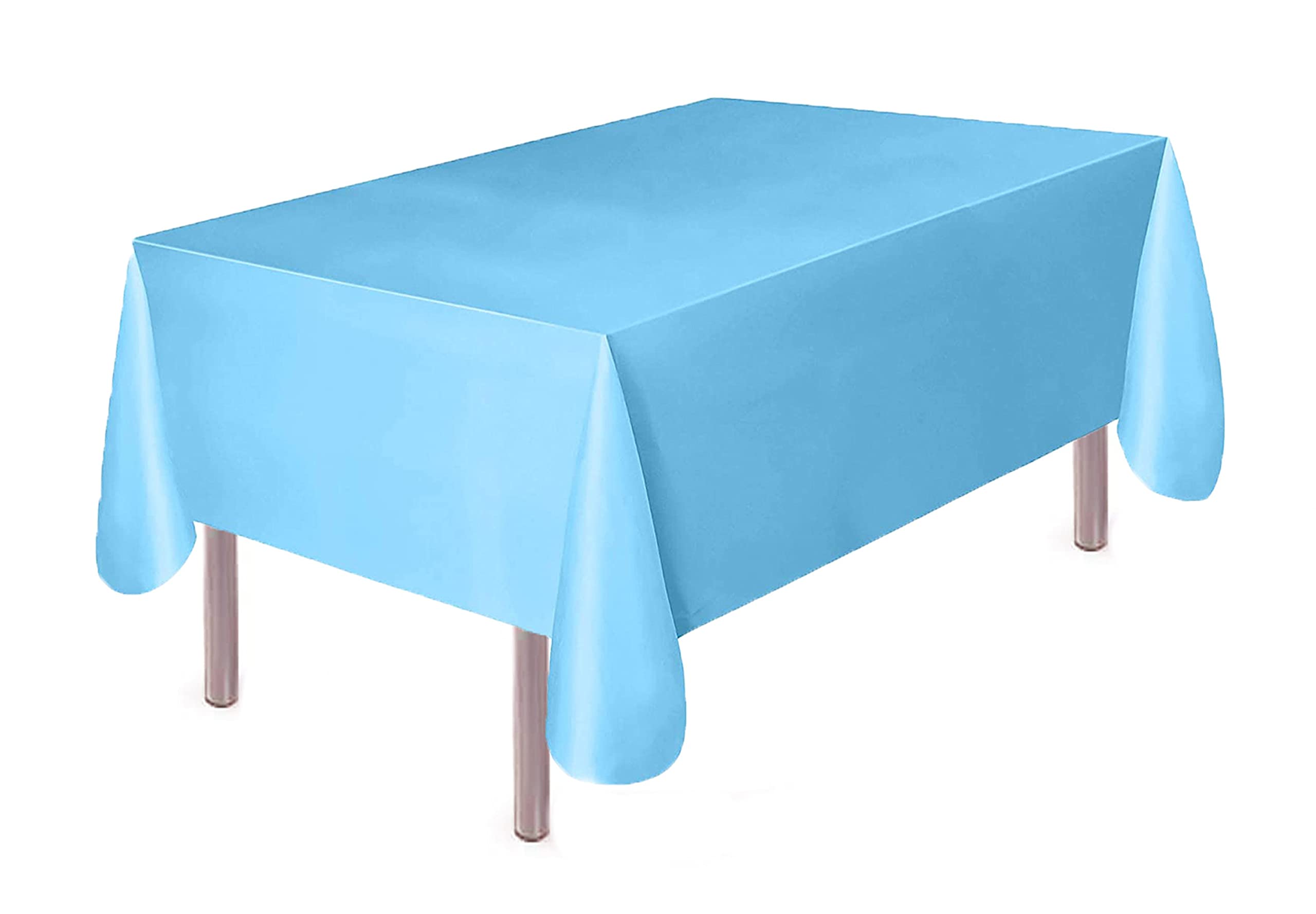 MARKQ Plastic Tablecloth for Rectangle Table 54" x 72" Disposable Table Cover for Bridal Shower Wedding Birthday Party Decorations (Blue)