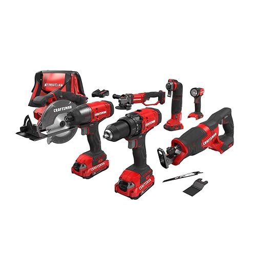 CRAFTSMAN V20 7-Tool Cordless Kit with 2 Batteries & Charger (CMCK700D2)