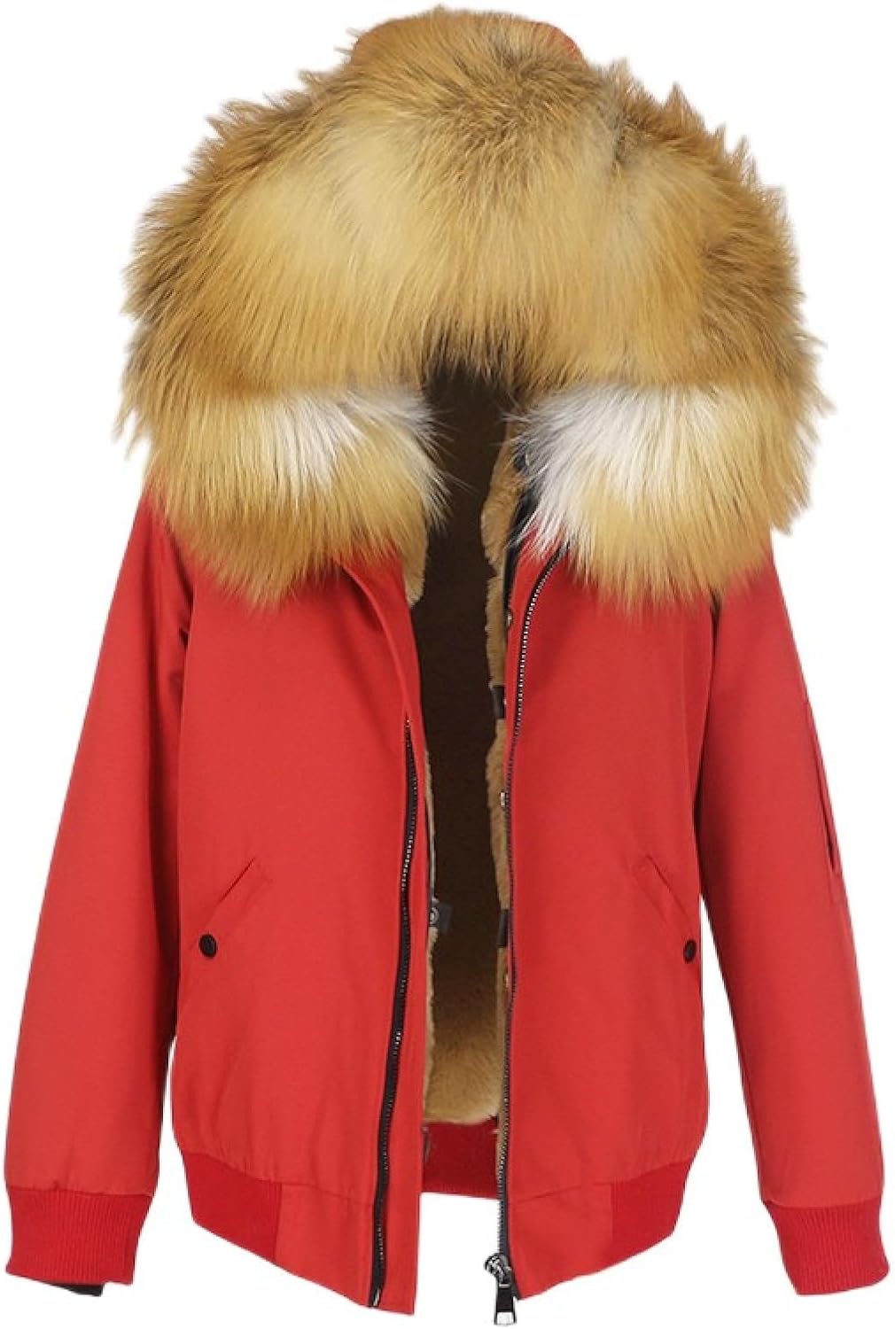 OFTBUY] 女性防水ボンバーパーカーリアルファーコート冬のジャケット