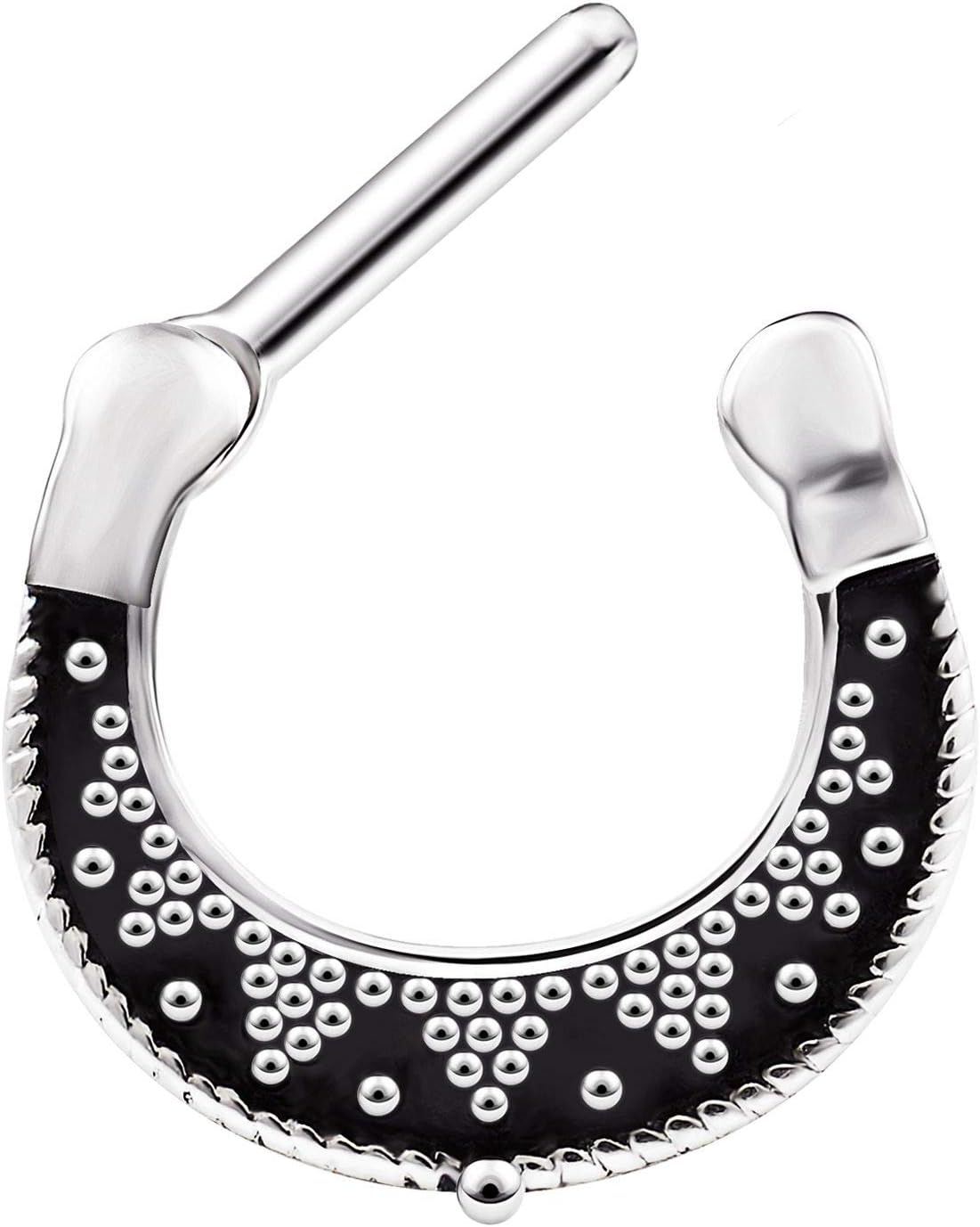 KJM FASHIONSurgical Steel Septum Tribal Clicker Hoop Ring Bar 16 Gauge Daith Tragus Cool Cartilage Earrings Nose Piercing Jewellery 3630