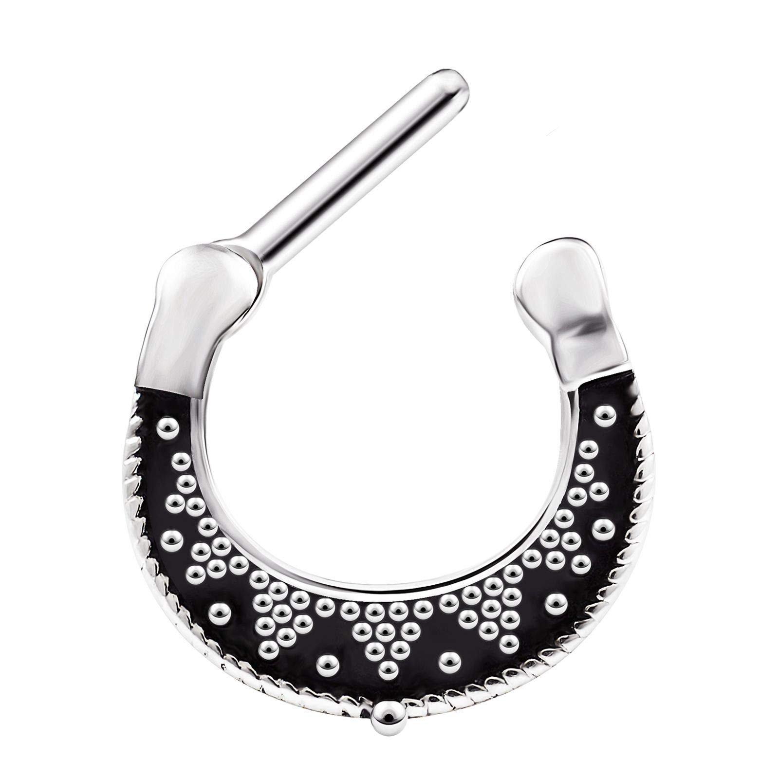 KJM FASHIONSurgical Steel Septum Tribal Clicker Hoop Ring Bar 16 Gauge Daith Tragus Cool Cartilage Earrings Nose Piercing Jewellery 3630