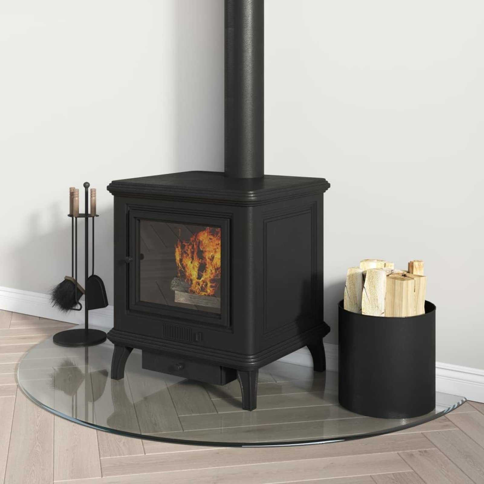 Placa de cristal para chimenea, semicircular, 1000 x 500 mm, protector de suelo para parquet y superficies laminadas, base de estufa resistente a altas temperaturas, cubierta de suelo de vidrio