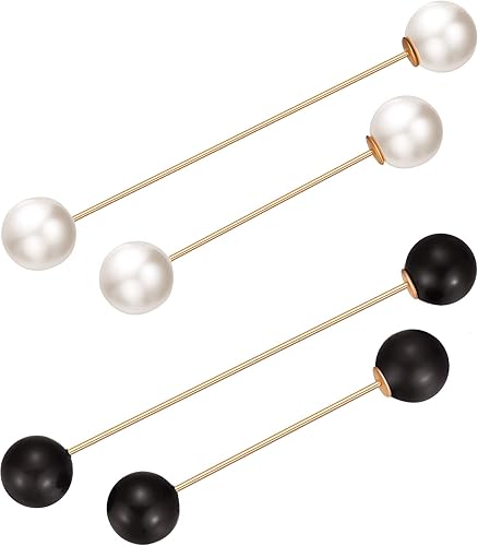 Broche de perlas para mujer, 4 piezas, broche de perlas para mujer, broche de doble perla sintética, broches vintage para ropa, accesorios de