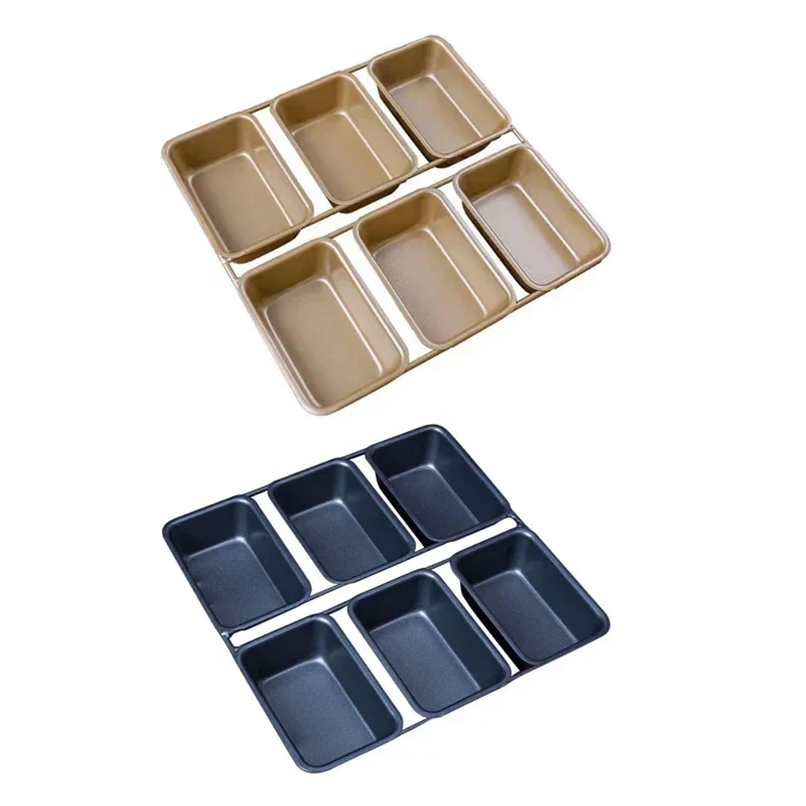Molde cuadrado para 6 tazas, mini pan, hamburguesas, magdalenas, magdalenas, moldes para hornear en el hogar, bandejas de horno, herramientas para pasteles (molde dorado para pan)