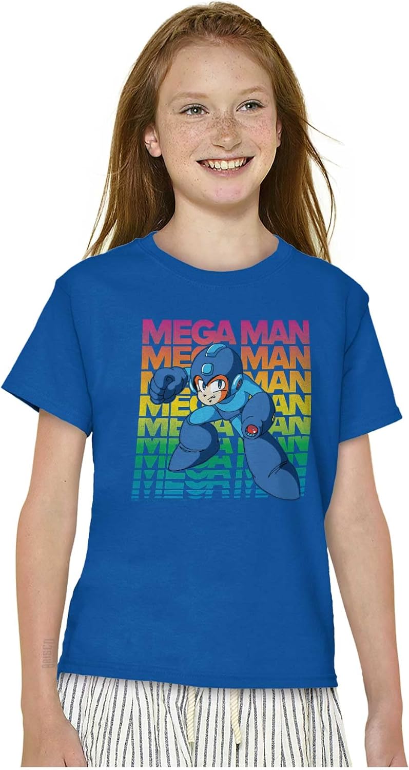Mega Man 90s Anime Cartoon Character Crewneck T Shirts Boy Girl