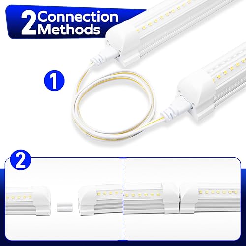 Miniatura 4 de hykolity Luz LED de tienda de 30 W y 2 pies, 3500 lm 6500 K, luz blanca súper brillante, lámpara de techo enlazable, luz de tubo LED T8 integrada en