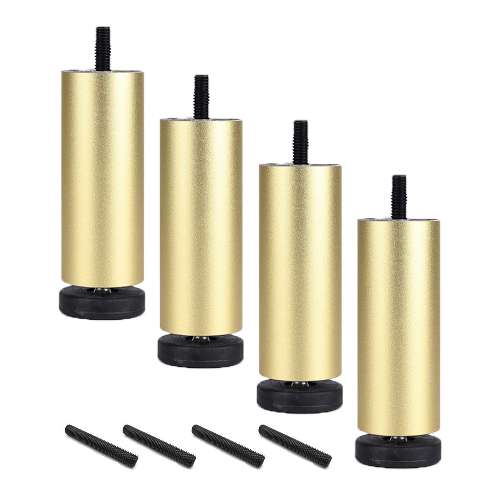 Xrdbfd Gold 4Pcs Cabinet Legs With M8 Bolts, 20Cm/8In Furniture Feet, Cylindrical Replacement Legs, Non-Slip And Silent Sofa Feet, For Coffee Tables, Beds, Armchairs, Load-Bearing 100Kg,-18Cm/7In