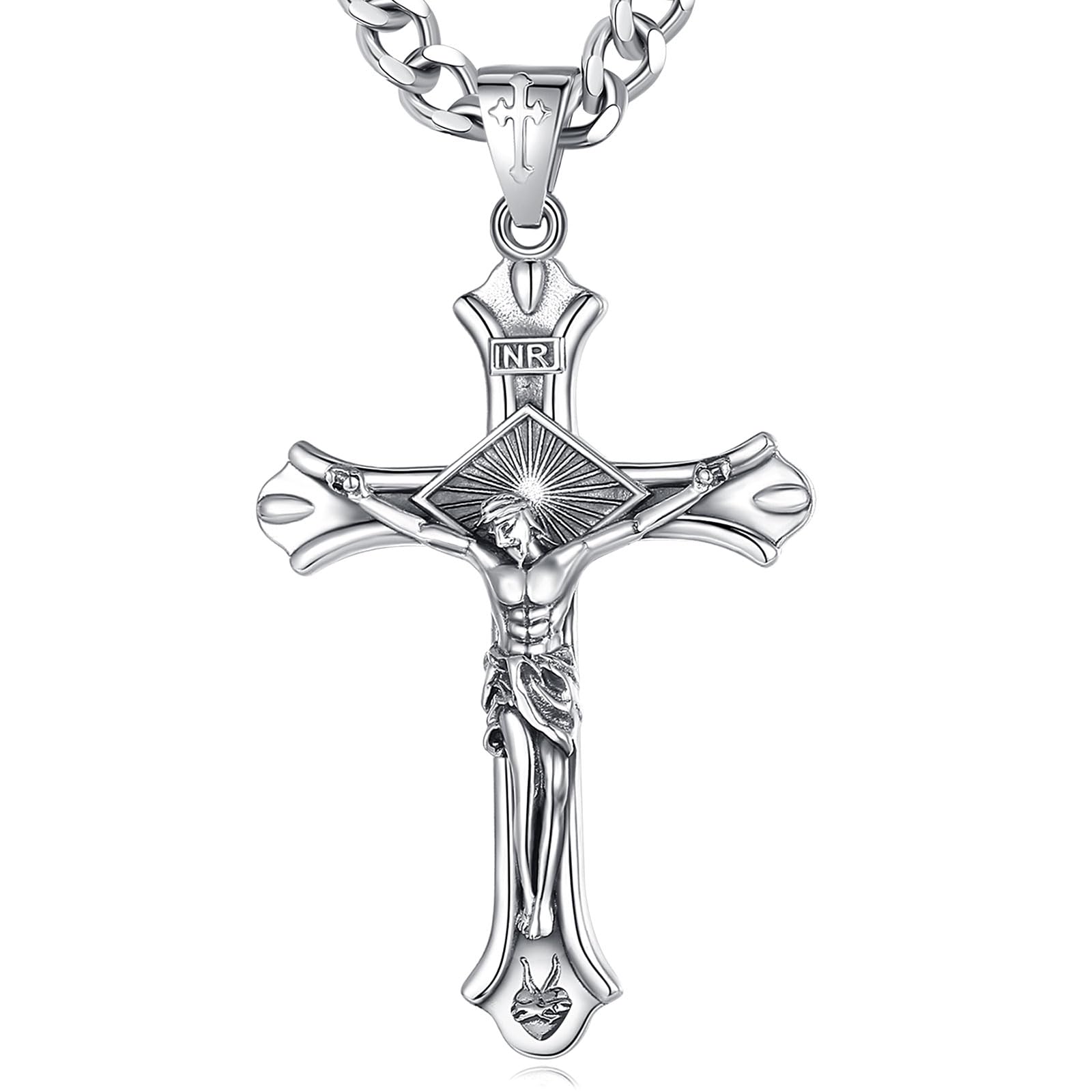 925 Sterling Silver Saint Christopher Necklace for Men Women, Saint Michael/Saint Benedict Cross/Seal of the Seven Archangels Medal, Christian Catholic Jewelry for Boy Girl