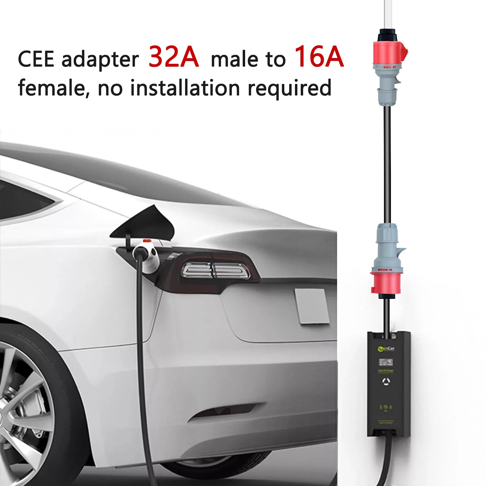 CEE Adapter 32A auf 16A, CEE Adapter Verlängerungskabel,Kupplung mit Leitungsschutzschalter 3-Phasig, 400V,Mit 5x2 5mm Gummi Starkstromkabel（Verlängerungskabel 0.5 m）